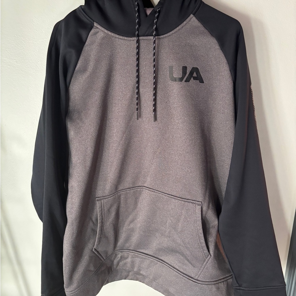 Under Armour Coldgear Pullover Hoodie Sweatshirt Mens Large Gray/Black